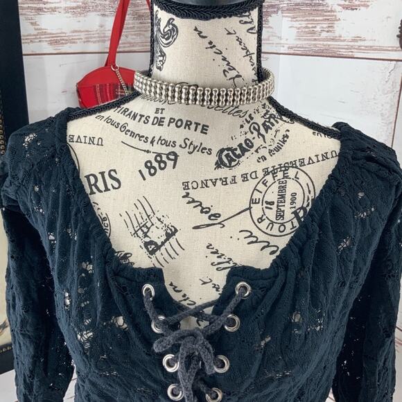 Women Meow Vintage Lace up Crop top goth punk M - Picture 2 of 7